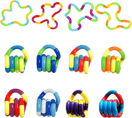 12PCS Random Multicolored Quiet Fidgets Toys for Unique Fidget Experience, Anti Anxiety Sensory Toys Combine into New Shapes,Brain Imagination Tools,Party Supplies