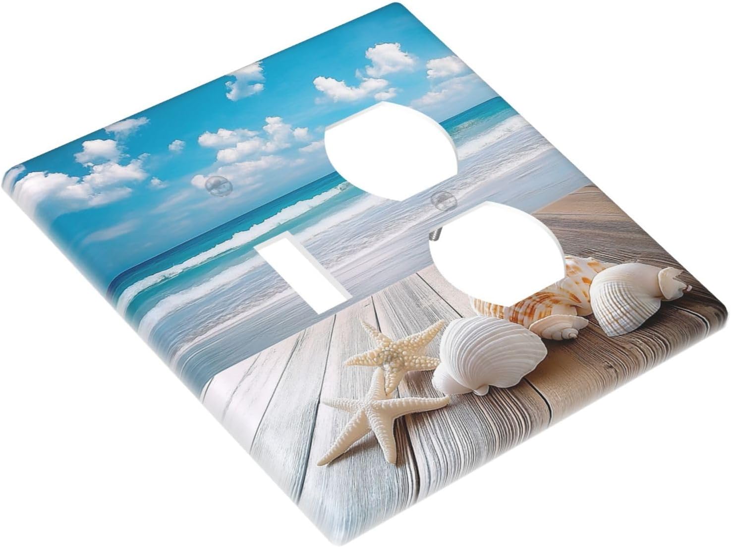 Wallplates Beach Waves Brown Wood Starfish Shells 1 Toggle 1 Duplex Switch Plate Electrical Gfci