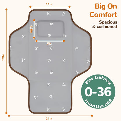 Portable Diaper Changing Pad, Waterproof Baby Changing Mat, Foldable Travel Baby Changing Station, Newborn Essential Baby Shower Registry Gift (Brown-Bee)