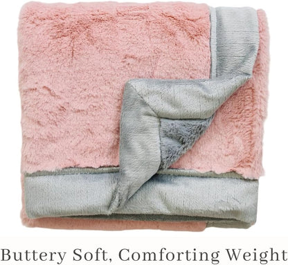 SARANONI Receiving Blankets for Babies Super Soft Boutique Quality Lush Luxury (Light Pink/Gray