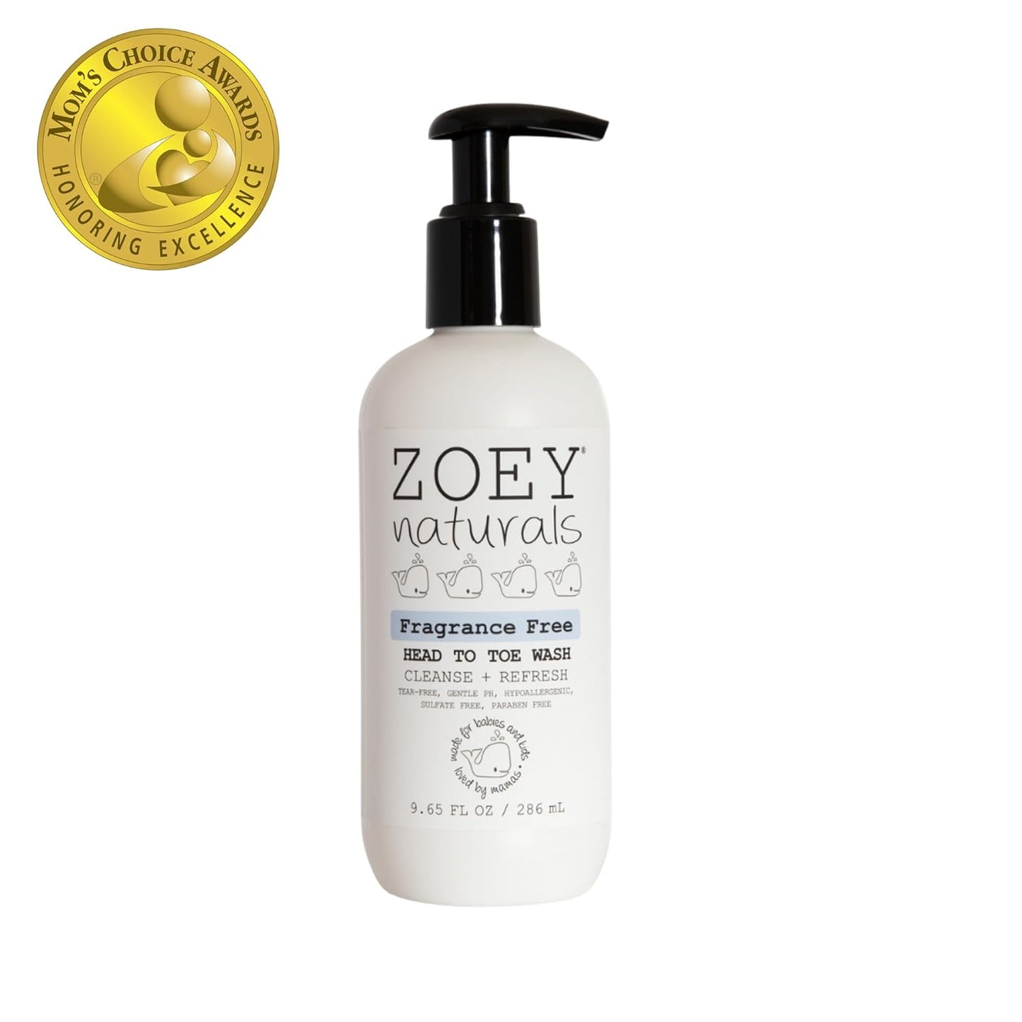 Zoey Naturals Fragrance-Free Head to Toe Baby & Toddler Wash – Tear-Free Body Wash and Shampoo with