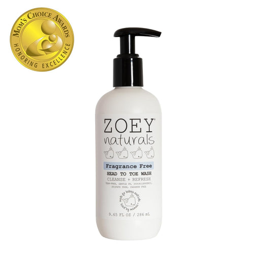 Zoey Naturals Fragrance-Free Head to Toe Baby & Toddler Wash – Tear-Free Body Wash and Shampoo with