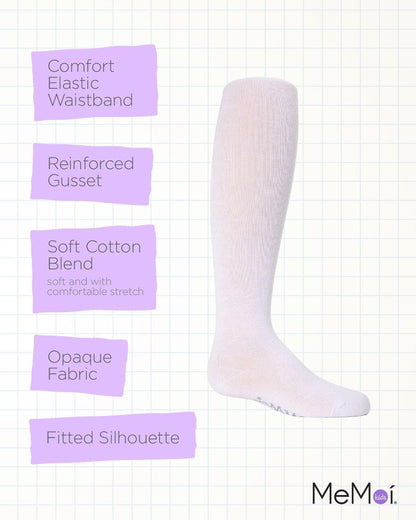 MeMoi Soft Pima Cotton Tights for Girls, Soft and Lightweight Opaque Tights for girls - Sizes 8 to 16