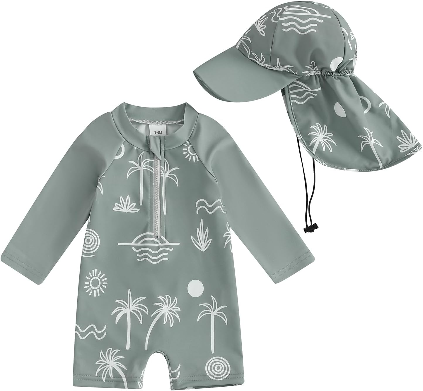 Hnyenmcko Baby/Toddler Boy Rash Guard Swimsuit Long Sleeve One Piece Zipper Swimwear Sunsuit Infant Bathing Suit Beachwear