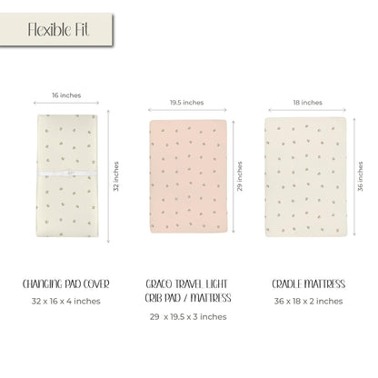 Ely’s & Co. Changing Pad Cover, Diaper Changing Table Sheets, 2 Pack, Cradle Sheet Set for Baby Girls, 100% Jersey Knit Cotton, Pink Vintage Floral Collection, 32”x16”x5”