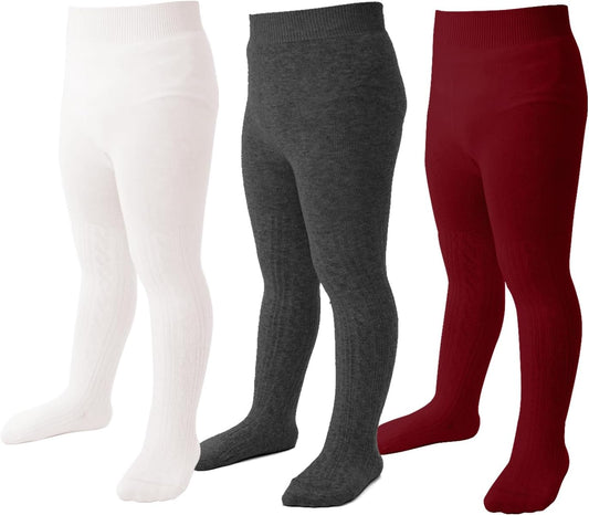 Marchare Baby Girls Tights Thick Solid Cable Knit Leggings Winter Warm Stockings For Toddler Girls