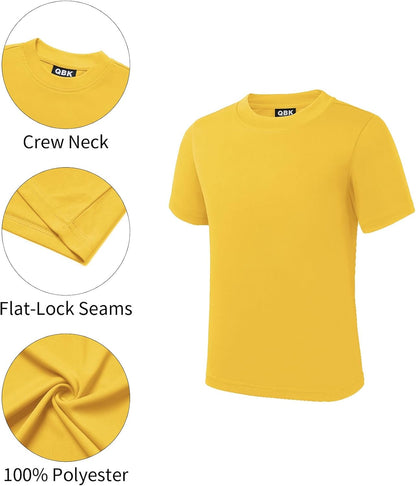 QBK 2T to Youth Neon Shirt Kids UPF 50+ Dry Fit Athletic Short Sleeve Rash Guard T Shirts for Boys Girls Sports Undershirt