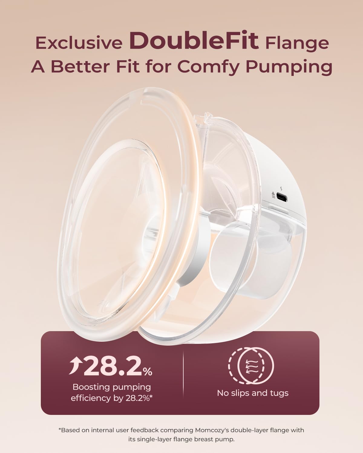 Momcozy M5 Lite Hands-Free Wearable Breast Pump, DoubleFit Flange for Baby-Like Comfort, 3 Modes &