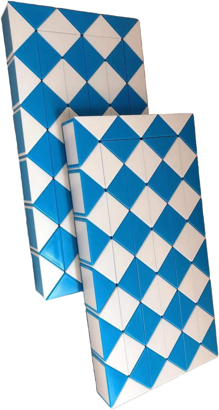 2 Pack Fidget Magic Snake Cube Puzzles Twist Ruler Speed Cubes Brain Teaser Game Toys for Kids Random Color (72 Block)