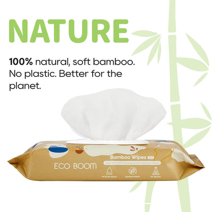 ECO BOOM bamboo Baby Wipes | natural | 100% Plant-Based & fragrance free | Unscented & safe for Sensitive Skin | 99% Water | 16 Pack, Bulk Total of 960