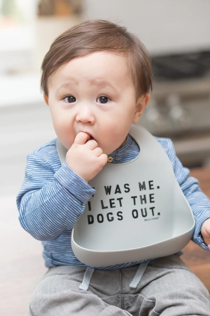 Baby Bib for Eating by Bella Tunno, Waterproof Silicone Bib with Large Food Catcher, Adjustable Fit