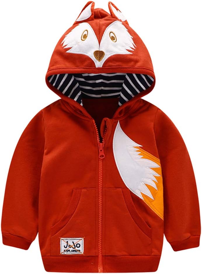 Baby Toddler Boys Dinosaur Hooded Zip Jacket Casual Outerwear Active Sweatshirt