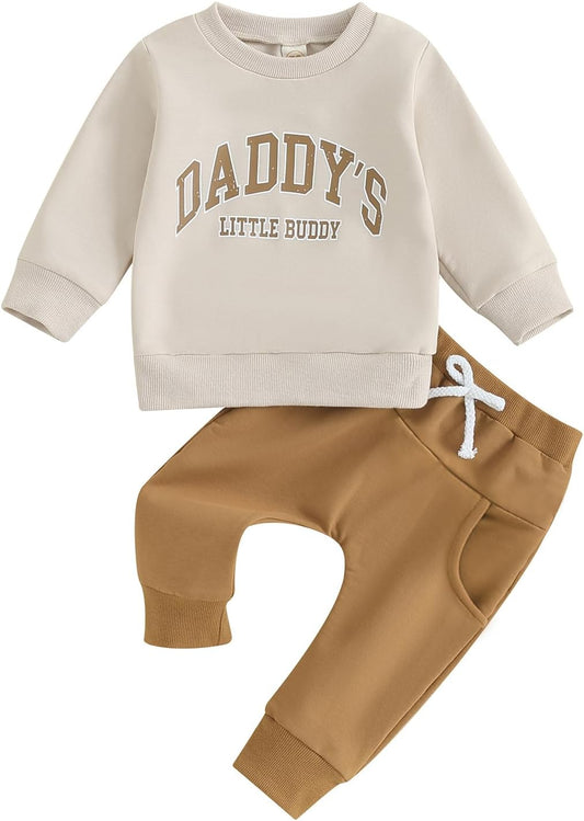 Kupretty Toddler Baby Boy Fall Winter Clothes Color Block Long Sleeve Sweatshirt Pullover Tops + Joggers Pants Outfit Set