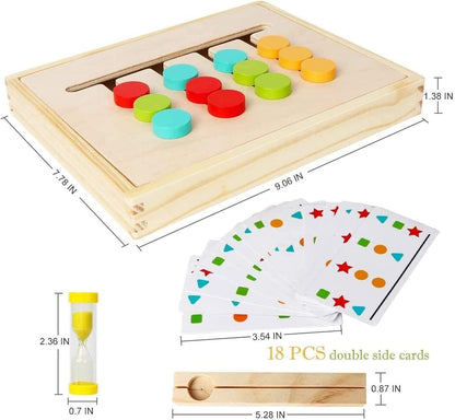 Montessori Learning Toys Slide Puzzle Color & Shape Matching Brain Teasers Logic Game Preschool Educational Wooden Toys for Kids Boys Girls Age 3 4 5 6 7 Years Old Airplane Travel Toy Birthday Gifts