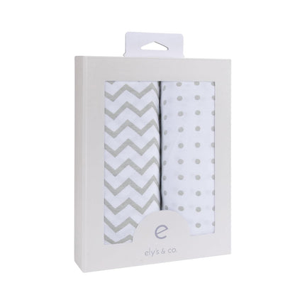 Changing Pad Cover 2 Pack - Baby Changing Pad Cover with 100% Jersey Cotton - Changing Pad Covers for Girls and Boys, Newborn Essentials (Grey Chevron and Polka Dots)