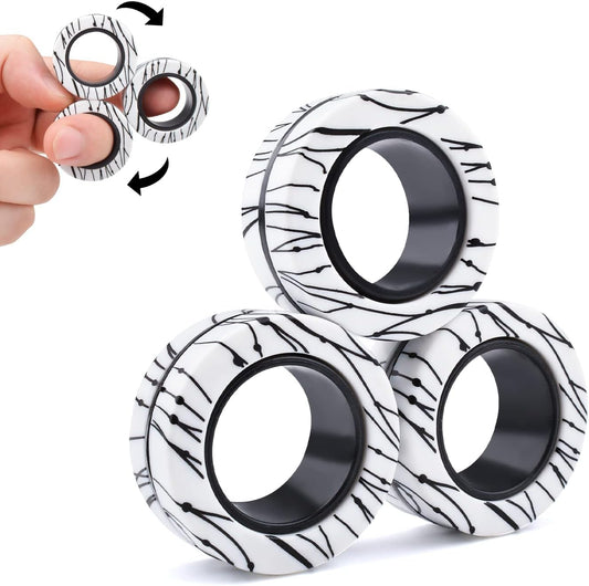 3Pcs Magnetic Rings Fidget Toys for Teens, Adults&Kids|Fidget Pack Under 10 Dollars|ADHD Fidget Toy Pack for Anxiety Relief,Coolest Gifts for Teen Boys,Birthday Gifts for 8 9 10 11+ Year Old Boy&Girl