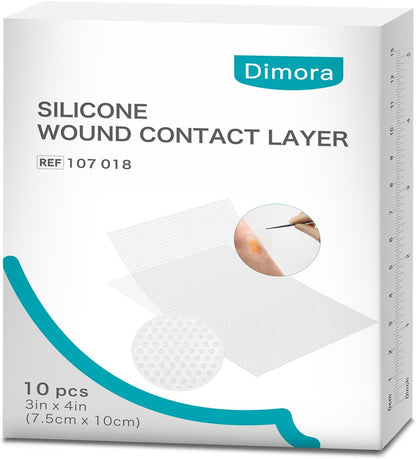 Dimora Silicone Wound Contact Layer, Non-adhering Dressing, Transparent Wound Dressing Pads, 3in x