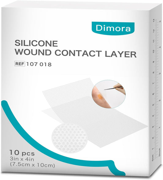 Dimora Silicone Wound Contact Layer, Non-adhering Dressing, Transparent Wound Dressing Pads, 3in x