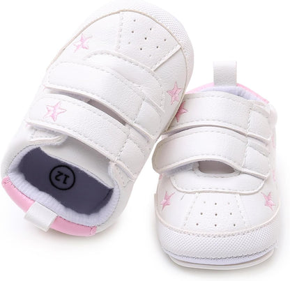 SOFMUO Baby Boys Girls High Top Ankle PU Leather Sneakers Soft Rubber Sole Infant Moccasins Newborn Oxford Loafers Anti-Slip Toddler Wedding Uniform Dress Shoes