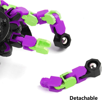 Fidget Spinners, DIY Transformable Chain Robot Finger Spinner, Glow in The Dark Deformable Creative Mechanical Gyro Toy Stress Relief Toy Fidget Fingertip Toy for Kids and Adults (2 Pack)