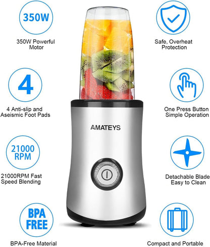 Personal Blender with Button,350W Professional Kitchen Blender for Smoothies and Shakes,Portable