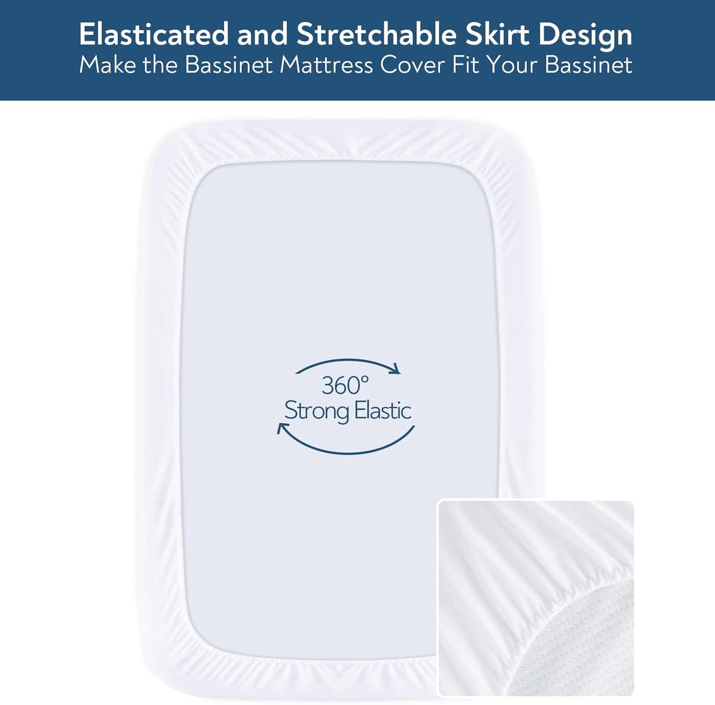 Baby Bassinet Mattress Pad Cover, Fits for Ingenuity Dream & Grow/Chicco LullaGo Anywhere/Dream On Me Poppy/Simmons Kids By The Bed Twin City Bassinet, Waterproof Bassinet Mattress Protector,15" x 31"