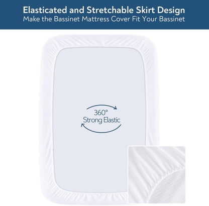 Baby Bassinet Mattress Pad Cover, Fits for Ingenuity Dream & Grow/Chicco LullaGo Anywhere/Dream On Me Poppy/Simmons Kids By The Bed Twin City Bassinet, Waterproof Bassinet Mattress Protector,15" x 31"