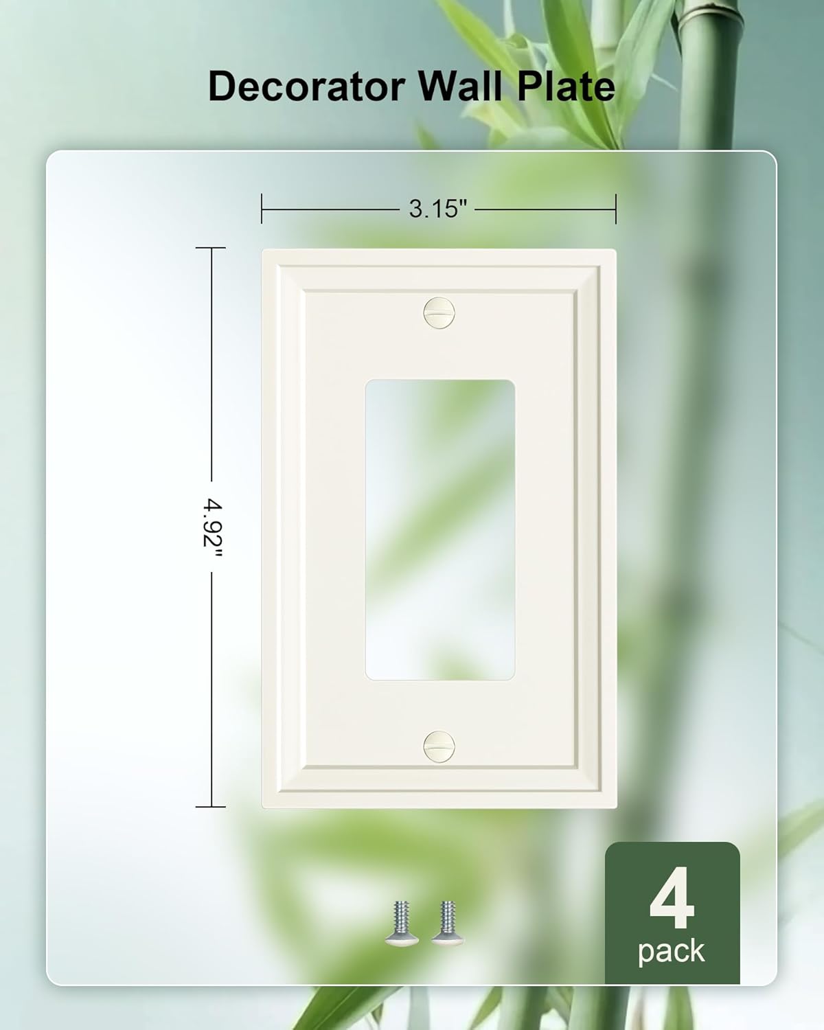 4-Pack Decorator Outlet Cover Plate, Light Almond Modern Decorative Switch Plates and Outlet