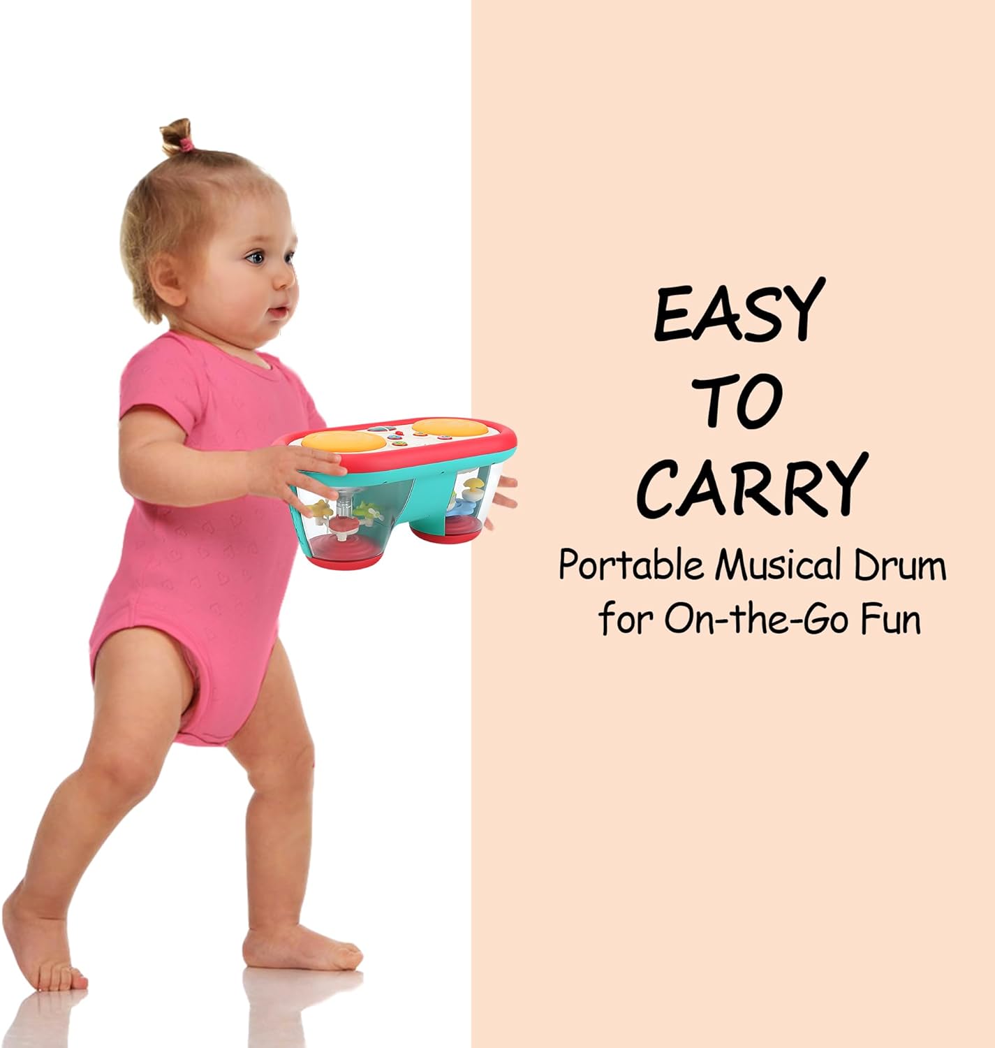 Baby Toys for 6 to 12 Months, Drum Musical Learning Infant Toys Rotating Light Up Toys for 12-18 Months, Tummy Time Toys for Baby 0-3-6-9 Months, Baby Gifts Toys 1 Year Old
