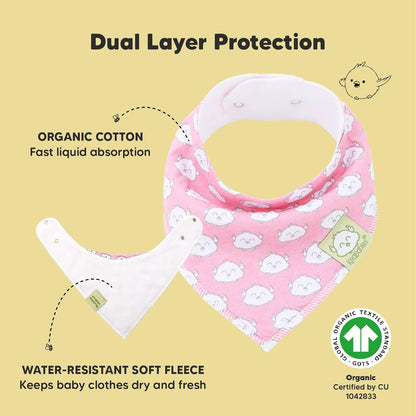 8-Pack Organic Baby Bandana Bibs for Girls - Super Absorbent Triangle Baby Bibs for Drooling and Teething Infant, 100% Cotton Extra Soft for Newborn, Infant 0-36 Months (Pink Dreams)