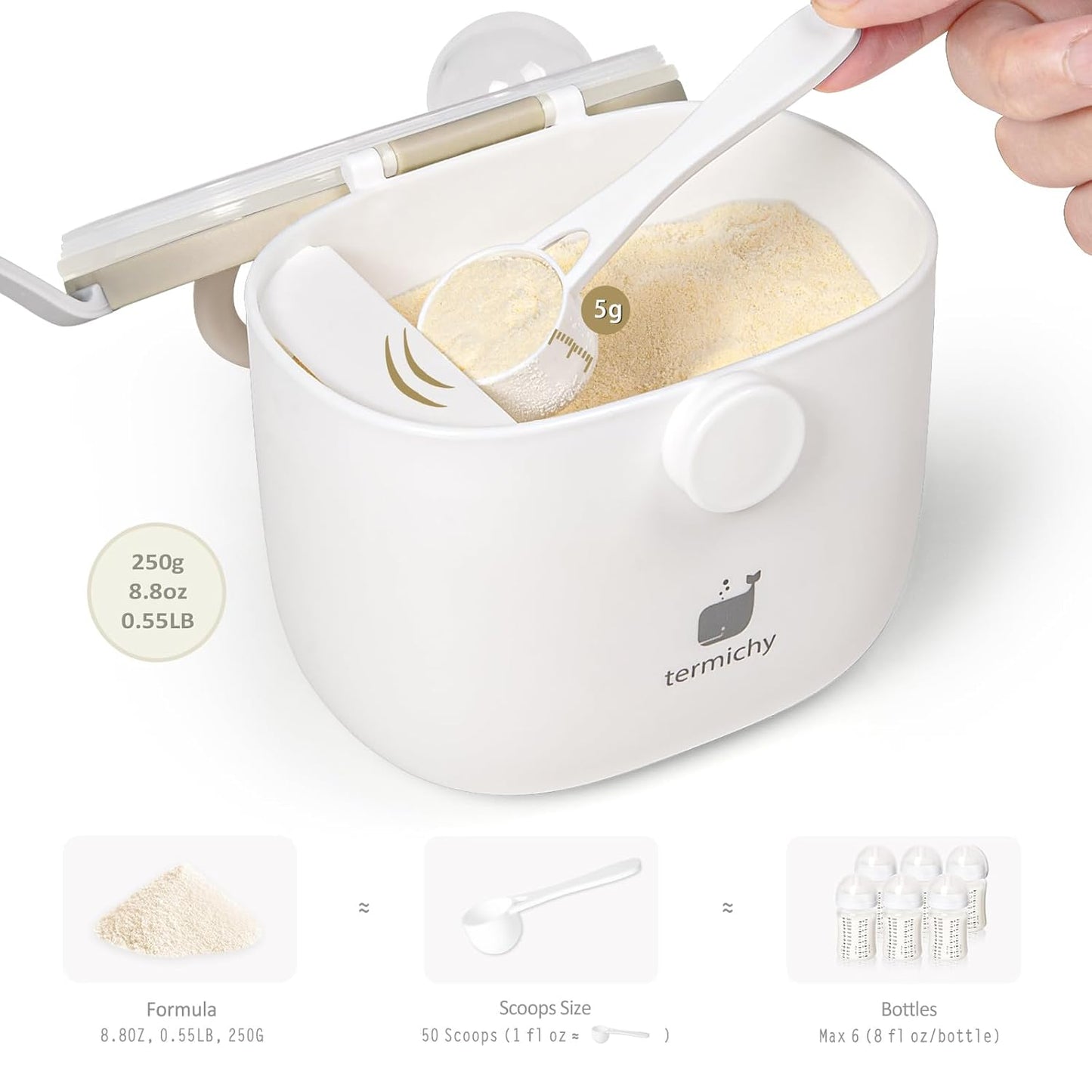 Termichy Baby Formula Dispenser, Portable Formula Dispenser Container with Scoop and Carry Handle