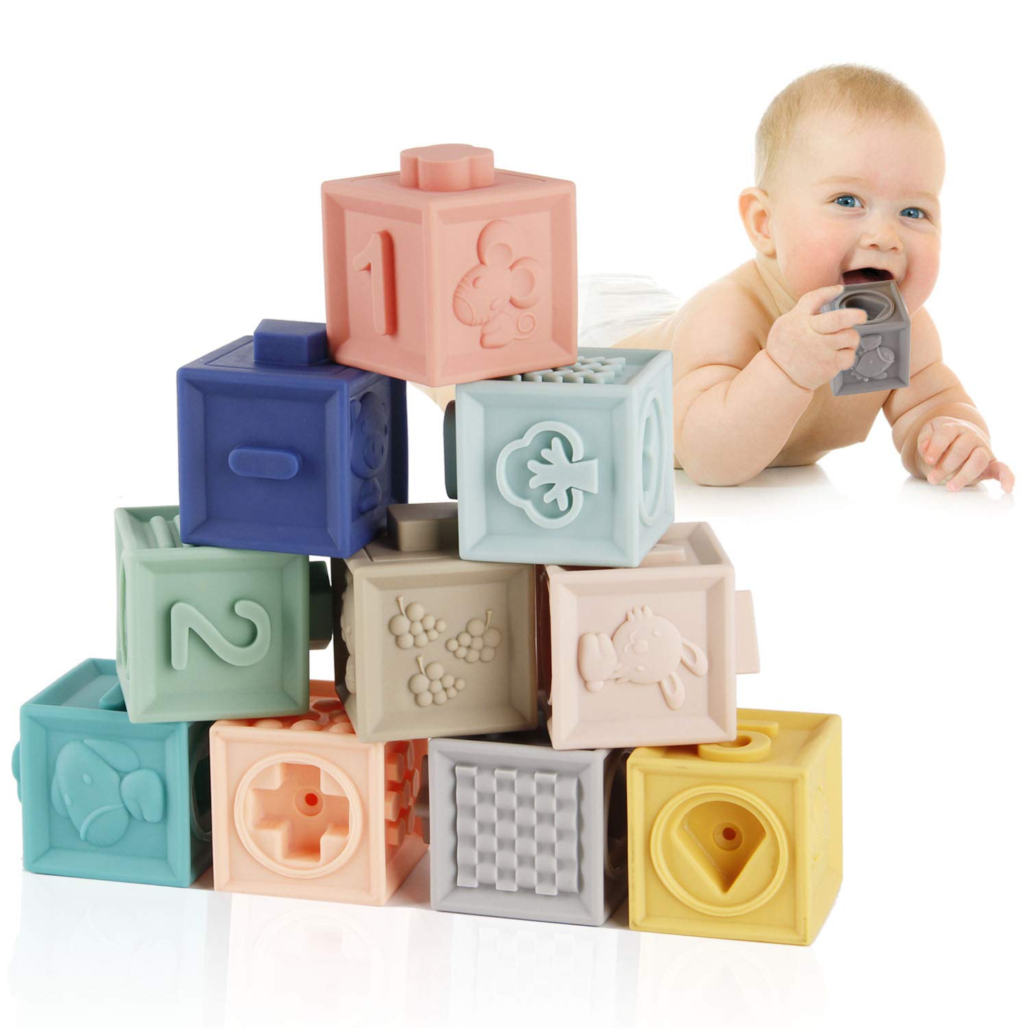 Mini Tudou Baby Blocks Toys, Soft Building Blocks for Babies 6-12 Months