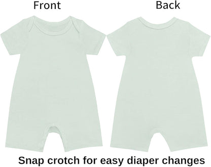 GUISBY Rayon Baby Pajamas, Short Sleeve Footless Rompers, Snap Closure Sleeper for Boy Girls