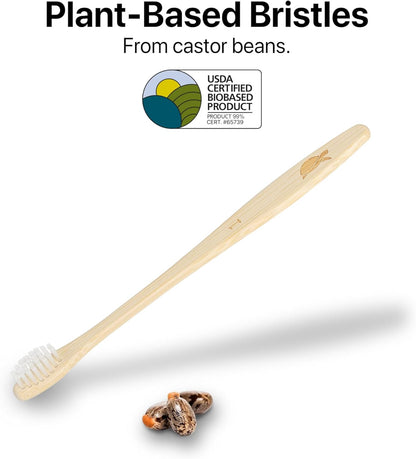 Sea Turtle Plant-Based Bristles, Compact Bamboo Toothbrushes, Soft Natural Toothbrush for Adults (4