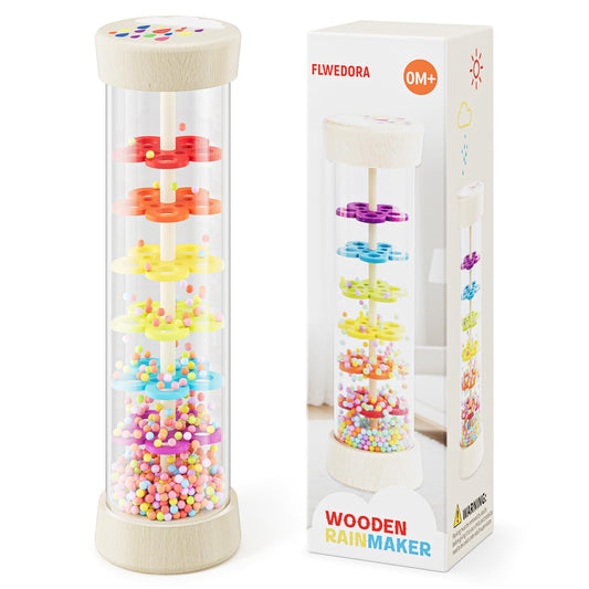 Rain Stick, Montessori Baby Toys for 6-12 Months 1 Year Old, Wooden Rainmaker Baby Rattle Sensory
