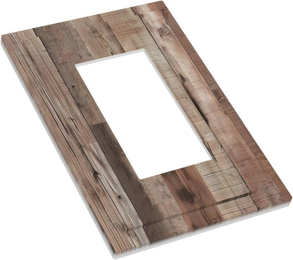Decorative Outlet Covers Retro Wood Plank Vintaga Wooden Board 1 Gang Single Decora GFCI Device Light Switch Covers Plate 1 Rocker Wall Plate Jumbo Faceplate for Bedroom Home Decor