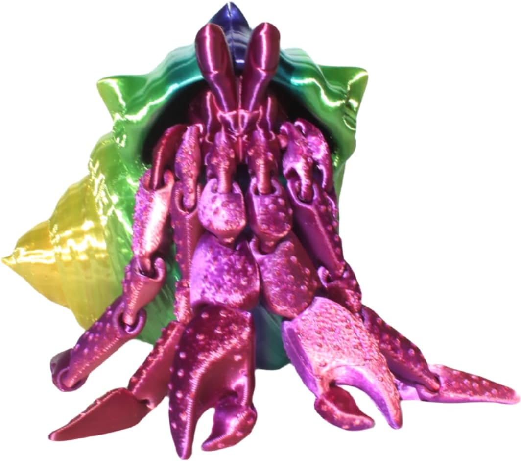 Cute Hermit Crab With Shell With Bracelets Fun Articulated Fidget Toy 3D Printed Desk Sculpture Basket Stuffers