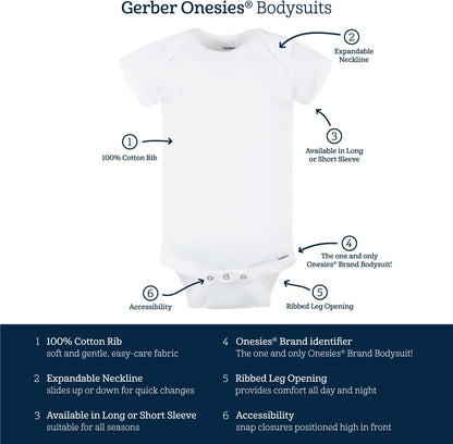 Gerber Baby 8-Pack Short Sleeve Onesie Bodysuits