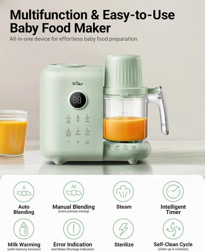 Bear Baby Food Maker with Two Layer Steam Baskets, Multifunction Baby Food Processor Steamer Puree