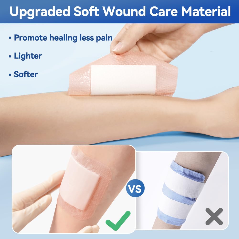 Dimora Silicone Super Absorbent Wound Dressings - Gentle Adhesive Bandages with Ultrasorb