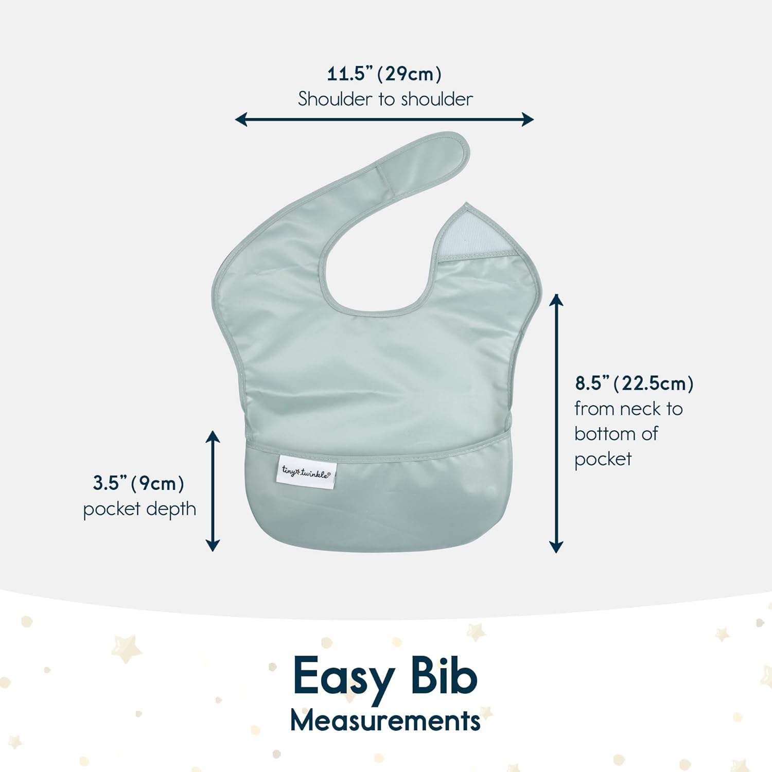Tiny Twinkle Mess Proof Baby Bibs for Eating - Waterproof, Wipeable Bibs - Toddler Bibs - Travel