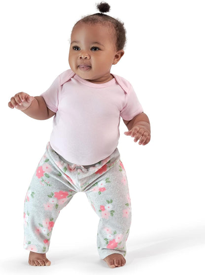 Gerber Baby Girls' 4-Pack Microfleece Pants