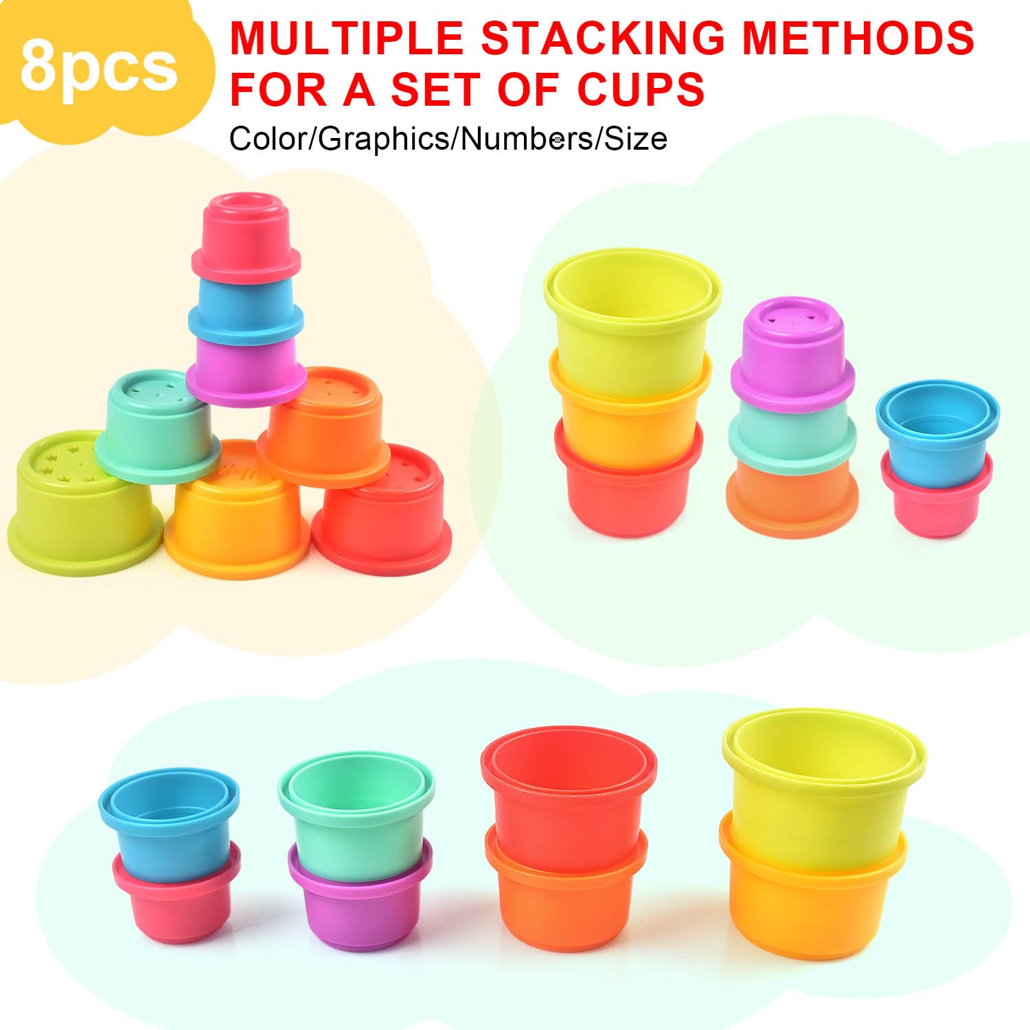Cosaway Baby Stacking Nesting Cups Toys, Baby Toys 6 to 12 Months, Montessori Toys for Toddler