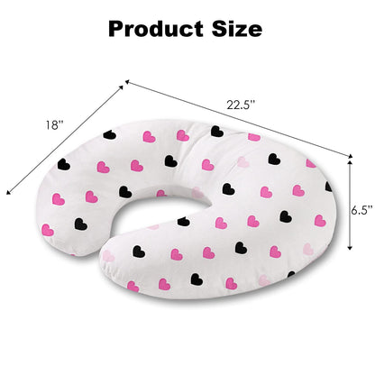 Nursing Pillow, Breast Feeding Pillows for Mom, Rose Red Hearts Soft Cover with Breathable Filling, Feeding Support Pillow for 0-12 Months, Multifunctional Support Cushion for Travel (Sweet Hearts)