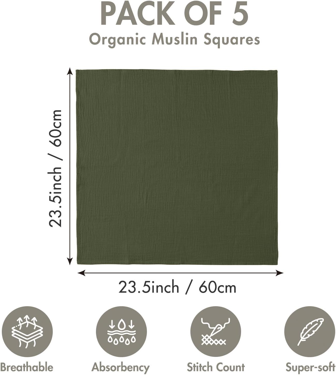 Muslin Receiving Blankets, Neutral Blanket Swaddling for Newborn Boys and Girls, 5 Pack Breathable