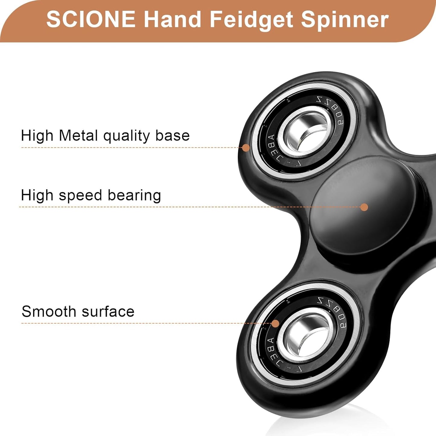 SCIONE Fidget Spinner Toy 1 Pack, Stress Anxiety Relief Sensory Fidget Toys for Kids Adults, Cool Fidget Spinners for ADHD Autism Birthday Gifts Stocking Stuffers Classroom Prizes for Boys Girls