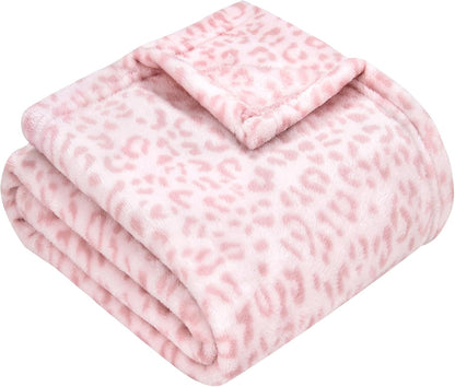 Yurhap Leopard Print Baby Blanket Fleece Baby Blankets for Girls, Ultra Soft Cozy Fluffy Infant