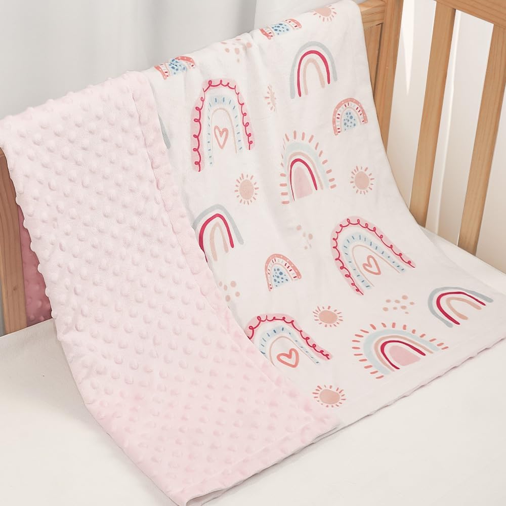 SANDJEST Rainbow Kid Blanket for Girls - 30 x 40 Kids Minky Blanket - Gifts for Kids on Birthday