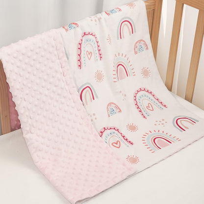 SANDJEST Rainbow Kid Blanket for Girls - 30 x 40 Kids Minky Blanket - Gifts for Kids on Birthday