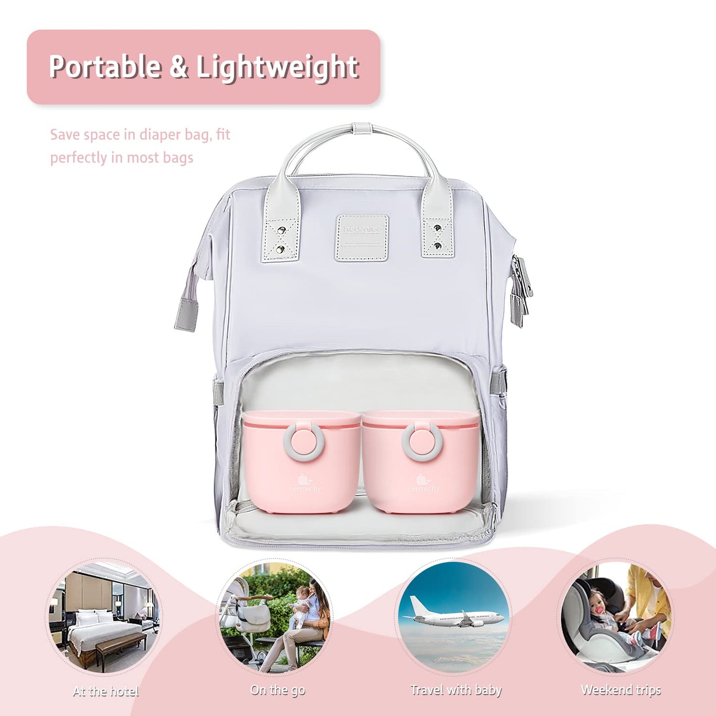 Termichy Baby Formula Dispenser, Portable Milk Powder Dispenser Container with Carry Handle and